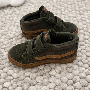 Vans Kids Olive and Tan Velcro Sneakers